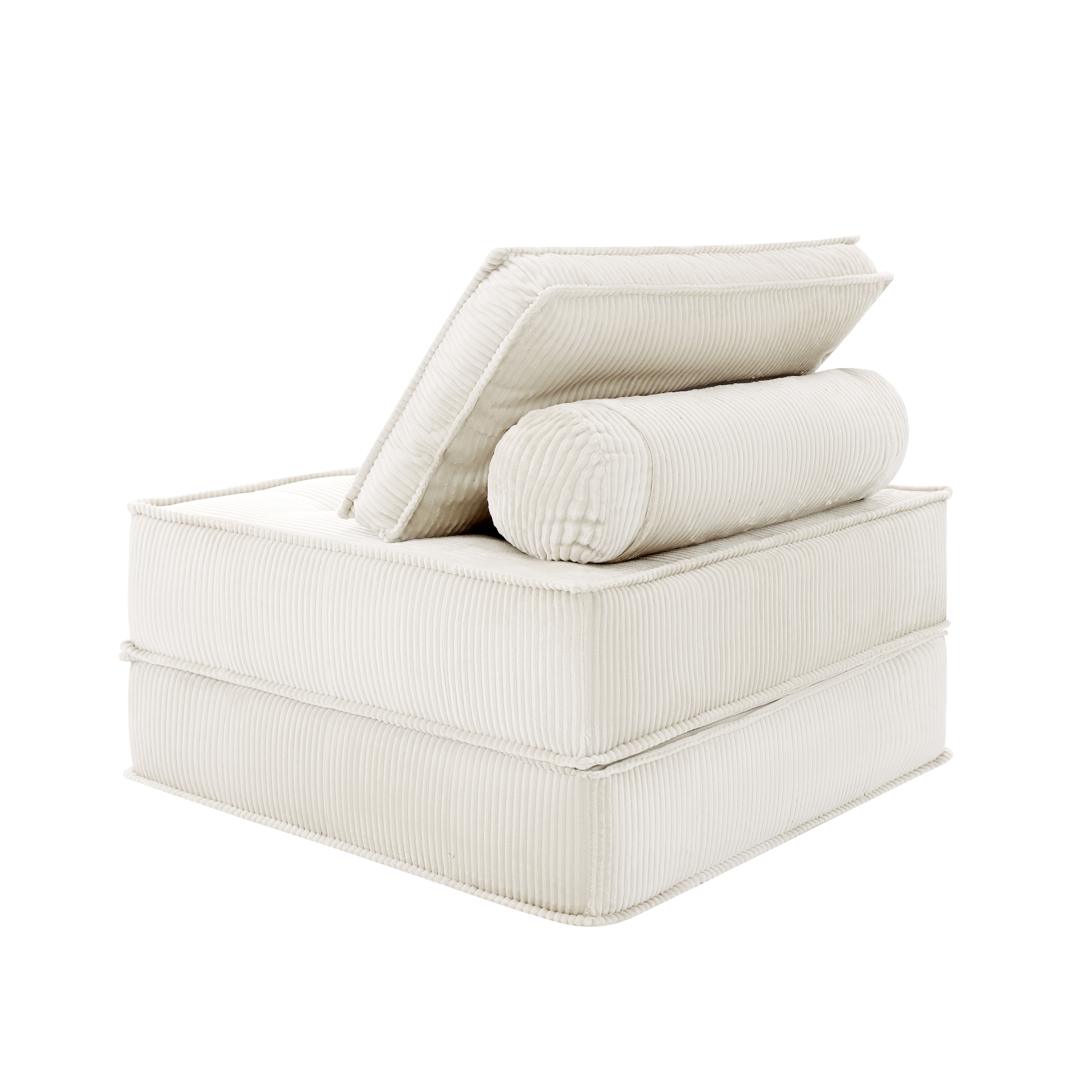 66.9 Inch Modular Sofa, Single Seater, Double-layer Multi-combination, Skin-friendly Fabric, DIY Suitable For Living Rooms, Study Rooms, Bedrooms, And Other Spaces. WHITE_maomaolike.com